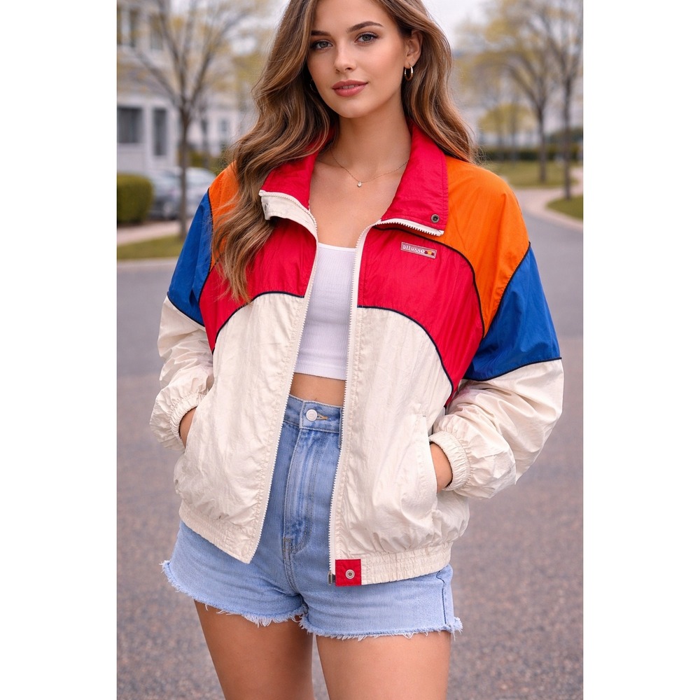Ellesse Women's Vintage Geometric‎ Lightweight Bomber Jacket Size 1